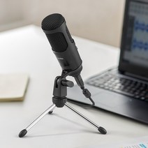 인터넷 방송 강의 녹음용 고감도 USB 콘덴서 스탠드 마이크 유튜브 1인방송 인강용 노트북 컴퓨터, 블랙