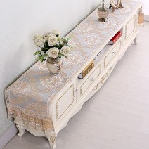 SKANDSALO 식탁보 레이스 패브릭아트 직사각형 거실 화장대 신발장 긴테이블 커버먼지방지 덮개천, T05-먼로란쥬, C02-40*210CM(적합 장롱 145-170CM)