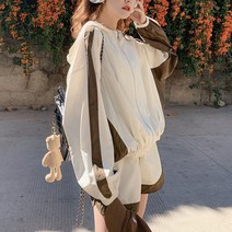 [세인트이브] B6512 여성 아노락 바람막이점퍼+반바지 트레이닝복 상하세트 트레이닝세트 휴양지룩