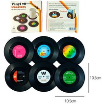 미니어처 플라스틱 LP판 티코스터 6p 레트로컵받침대, 컵받침대6개
