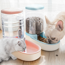디그펫 고양이 강아지 식기 반자동 사료 자동급식기 반자동급수기 자율 배식기 3종 4컬러, 1. 대용량 반자동 식기+급수기세트, 블루