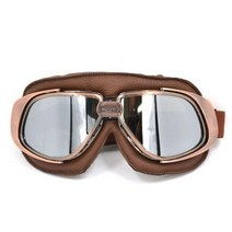 선글라스 스포츠 보호 남자여자 차 세계 대전 빈티지 오토바이 가죽 안경 마스크 모토 크로스, Silver Lens Goggles