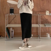 [바보사랑] 여성 여자 롱 스커트 치마 데일리 테크다 밴딩 니트