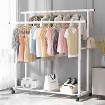 루나글램 이동식 옷걸이 행거 선반행거 1500, 화이트