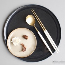 금색 골드 수저 테이블 식탁소품 커트러리 예단은수저, 숟가락 아이보리, 1개