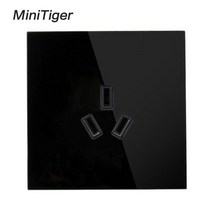 수냉식 에어컨 Minitiger 3 poles au 표준 공기 상태 벽 유리 패널 전원 소켓 온수기 콘센트 16a 250 v, 02 Black