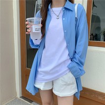 KORELAN huyoyo blues blue eyes fall in love with this soft blue shirt 얇은 긴팔 셔츠 여성용