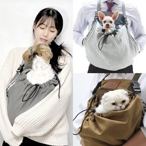 [특허인증] 반려동물과의 정서교감 스킨쉽백 강아지앞치마 분리불안 스트레스 첫입양 장거리 이동필수품 국내산 수제슬링백, 모던그레이
