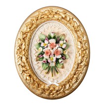 [오픈기념 특별할인] 이태리 24K 골드 카포디몬테 타원 꽃도자기 액자 Art.1824if1 - 이태리직수입