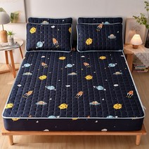 라지킹침대 두꺼운 퀼트 매트리스 커버 킹 퀸 침대 시트 항균 패드 베개 없음 1 개, 05 1pc sheet200x220x30, [08] liulangdiqiu