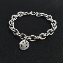 와이티지 써지컬스틸 스마일 링크체인팔찌 빈티지 레이어드 커플 악세사리 기본 남자 여자 데일리