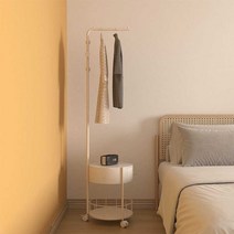 원룸 행거 호텔 안방 침실 옷걸이 랙 사이드 선반, 화이트