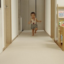 쁘띠메종 2단 폴더 복도 매트 리넨 220X110X4cm, 리넨그레이X크림