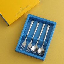 인스푼 티스푼포크 돌답례품 티스푼세트, 티티 4P (포크2+티스푼2), 인쇄 / 포장 (실버)