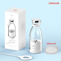 미니믹서기 가정용믹서기 전기 과즙 기 휴대용 블렌더 과일 믹서 과일 추출기 다기능 주스 메이커 기계 블렌더 스무디 믹서, 흰색 1400mah n 뚜껑