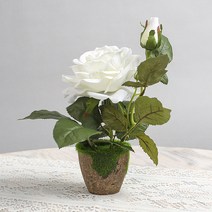 화분꾸미기 화분화이트 작은정원 장미 조화