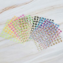 초음파 과일세척기 야채 12/8pcs 세트 다채로운 26 알파벳 손톱 스티커 DIY 매니큐어 접착제 데칼 영어 편, 06 12pcs