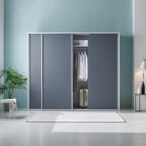 리버퍼니쳐 슬라이딩 댐핑도어 내부구조 키큰 옷장 2400 콰트로 RH0166, 그레이