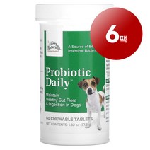 리암마켓 Terry Naturally 테리 내추럴리 강아지용 면역 장 소화 건강 관리 보충제 프로바이오틱 츄어블 60정 37.5g 1팩, 6팩