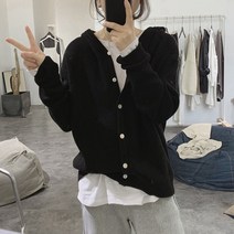 아이엠몽 여성용 루즈핏 후드 지야 니트 가디건