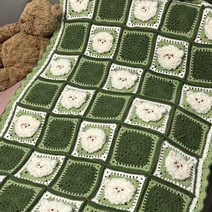 블랭킷뜨기 DIY 코바늘 블랭킷 담요 뜨개질 손뜨개 A2, 단일사이즈, 그린양 85×115cm