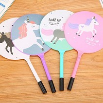 유니콘 볼펜부채 캐릭터부채 손잡이부채 여름 판촉물 볼펜 부채 손잡이 캐릭터 여름, 화이트, 화이트