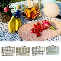 감성 양면 방수 피크닉 돗자리 매트 두꺼운 야외 휴대용 체크 150x200cm, 화이트&블랙