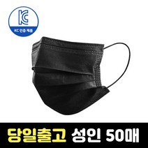 워너빅 덴탈 일회용 의료용 마스크 대형 블랙 부직포 KC인증 50매, 1박스