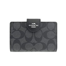 [코치] COACH 지갑 (이중 접이 지갑) FC0082 C0082 카키 x 페일 라임 시그니처 PVC 가죽 미디엄 코너 지퍼 여성 [ 제] []