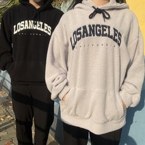 커플룩 남녀공용 로스엔젤레스 오버핏 양털후드티 (4color)