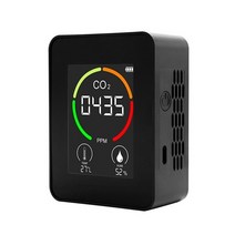 Air Quality Monitor Portable Carbon Dioxide Detector 3-in-1 CO2 Temperature Humidity Meter TVOC with, 01 Black
