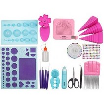 YURROAD 19pcs 초보자 종이 퀼링 도구 키트 전기 슬롯 롤링 퀼트 펜 템플릿 보드 컬링 코치 크림 퍼 빗 F, 단일옵션