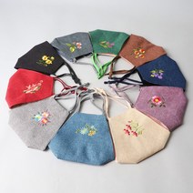 4계절 시원하고 숨쉬기편한 필터교체 꽃자수 여름 겨울 모시 면 먼지차단마스크, 아이보리, 골덴면 마스크 (필터교체형)