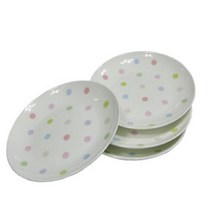 LRB890056엘케이메이드 본차이나 땡땡이 접시 (중) 4개 식기 그릇 반찬 파스타