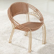 라탄 의자 카페 야외 테라스 옥탑방 등받이 아이방, S 레드브라운 시트높이 24