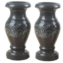 돌화병 석조청석화병촛대 묘지 향로 세트촛대화병 납골당, 24cm