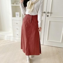 다잇템 [다잇템] 여자 후레아 에이라인 백밴딩 롱 단추 패딩 스커트