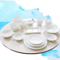 한국도자기 쿠잉 프리미엄 화이트 본차이나 4인 21P 홈세트 윤스테이 그릇 식기 세트, 단품