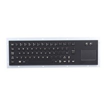 [해외] 방수 USB 표준 블랙 스테인레스 스틸 산업용 금속 키오스크 키보드 내장 마우스 터치 패드, English Layout, USB Interface