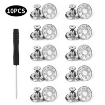 단추 스냅 똑딱이 블라우스 가방 펜치 10Pcs Detachable Jeans Screw Button Snap Fastener Pants Pins Nail Free Adjusta, [02] B with Screwdriver