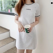 티데일리 비스타비에 미니 원피스 여성용 캐주얼 라운드넥 반팔 (2color)