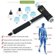 충격파 치료 기계 전기 척추 에너지 조절 가능 ED 3in 1 카이로프랙틱 교정 도구, 04 US Plug