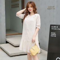 [당일발송]라게타 쉬폰 미디 땡땡이 빅사이즈원피스 데이트룩 바캉스 77 88 99 110까지