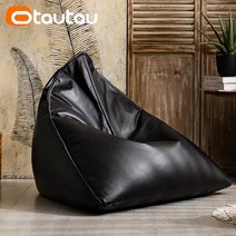 빈백 1인용빈백쇼파 쇼파 쿠션 의자 OTAUTAU 삼각형 인조 가죽 커버 바닥 좌석 빈 백 체어 방석 오토만 싱글 소파 가구 DD29JZ1T, 01 empty pouf cover, 07 black