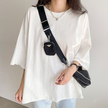 아모르데이 여성용 유닛박시티셔츠 루즈핏 오버핏 반팔 라운드 파스텔 티셔츠