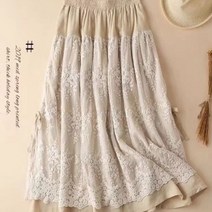 레이스 롱스커트 펀칭 스커트 여성스러운 스커트