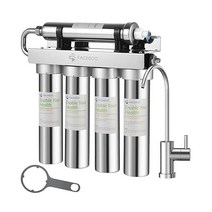 FACHIOO 언더 싱크 정수 필터 시스템 싱크대용 5단계 스테인리스 스틸 카운터 아래 직접 연결 식수 시스템으로 염소 99% 감소 2년 수명 5개 수전 1개 포함