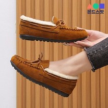 몬드스팟 1.5cm 여성 털 인조 모카신 플랫 로퍼 단화 브라운 (DM533)