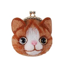 Felting 키트 지갑 재료 키트 자수 가방 봉제 공예 DIY, 오렌지 고양이, 4.2-7.7cm, 양모