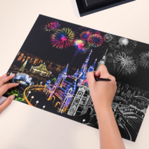 집순이 집돌이 취미 나이트뷰 컬링 컬러링 스크래치 스크레치 스케치 북 책 페이퍼 아트, 1개, 차앙마이